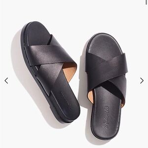 Madewell Louisa Crisscross Slide Sandals| Size 9| Black| EUC